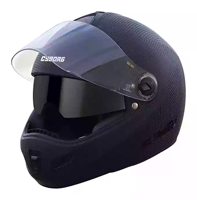 Steelbird Cyborg Double Visor Full Face Helmet, Inner Smoke Sun Shield and Outer Clear Visor